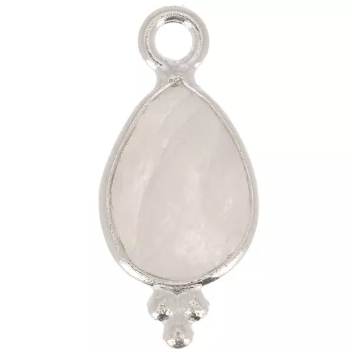 Dije facetado con Bolas Pequeñas 14x7 mm Plata 925 - Pierre de lune