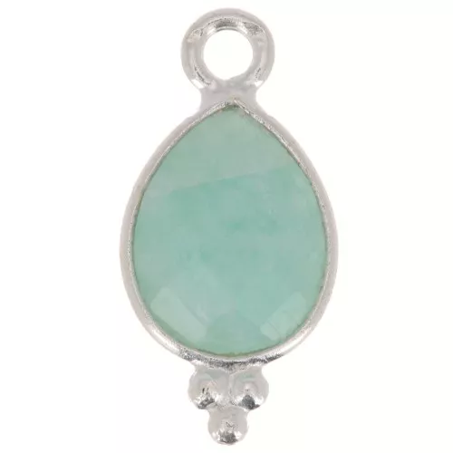 Dije facetado con Bolas Pequeñas 14x7 mm Plata 925 - Amazonite x1