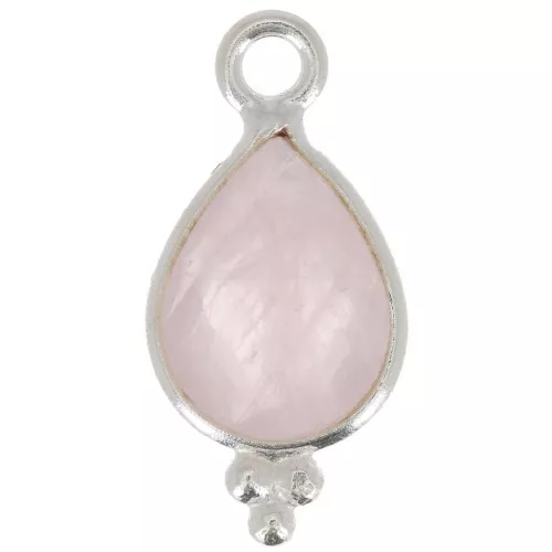 Dije facetado con Bolas Pequeñas 14x7 mm Plata 925 - Quartz rose x1