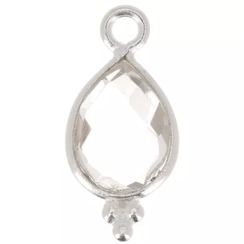 Dije facetado con Bolas Pequeñas 14x7 mm Plata 925 - Cristal de roche