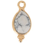 Dije facetado con Bolas Pequeñas 14x7 mm Plata 925 Chapado de oro- Howlite x1|raw }}