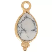 Dije facetado con Bolas Pequeñas 14x7 mm Plata 925 Chapado de oro- Howlite x1