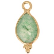 Dije facetado con Bolas Pequeñas 14x7 mm Plata 925 Chapado de oro- Aventurine|raw }}