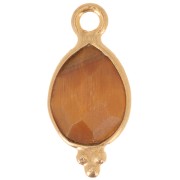 Dije facetado con Bolas Pequeñas 14x7 mm Plata 925 Chapado de oro- Oeil de tigre