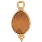 Dije facetado con Bolas Pequeñas 14x7 mm Plata 925 Chapado de oro- Oeil de tigre