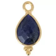Dije facetado con Bolas Pequeñas 14x7 mm Plata 925 Chapado de oro- Sodalite