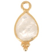 Dije facetado con Bolas Pequeñas 14x7 mm Plata 925 Chapado de oro- Pierre de lune|raw }}