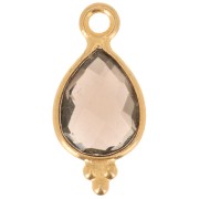 Dije facetado con Bolas Pequeñas 14x7 mm Plata 925 Chapado de oro- Quartz fumé|raw }}