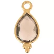 Dije facetado con Bolas Pequeñas 14x7 mm Plata 925 Chapado de oro- Quartz fumé