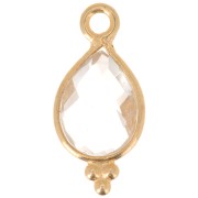 Dije facetado con Bolas Pequeñas 14x7 m Plata 925 Chapado de oro- Cristal de roche|raw }}