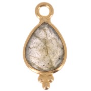 Dije facetado con Bolas Pequeñas 14x7 mm Plata 925 Chapado de oro- Labradorite|raw }}