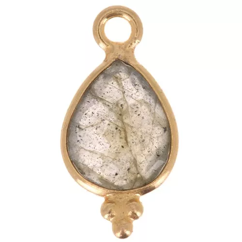 Dije facetado con Bolas Pequeñas 14x7 mm Plata 925 Chapado de oro- Labradorite