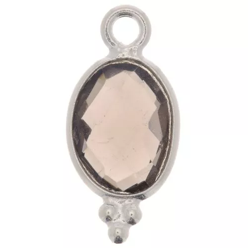 Dije facetado con Bolas Pequeñas 14x7 mm Plata 925 - Quartz fumé x1