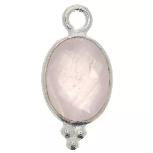 Dije facetado con Bolas Pequeñas 14x7 mm Plata 925 - Quartz rose x1