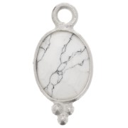 Dije facetado con Bolas Pequeñas 14x7 mm Plata 925 - Howlite x1|raw }}