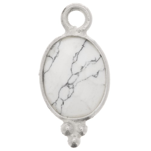 Dije facetado con Bolas Pequeñas 14x7 mm Plata 925 - Howlite x1