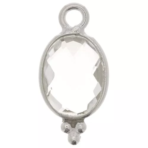 Dije facetado con Bolas Pequeñas 14x7 mm Plata 925 - Cristal de roche