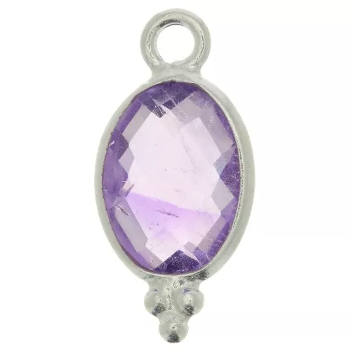 Dije facetado con Bolas Pequeñas 14x7 mm Plata 925 - Amethyst x1