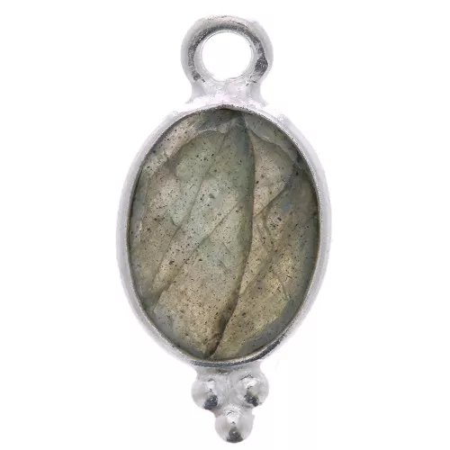 Dije facetado con Bolas Pequeñas 14x7 mm Plata 925 - Labradorite x1