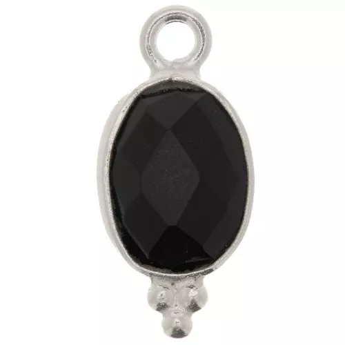 Dije facetado con Bolas Pequeñas 14x7mm Plata 925 - Onyx noir x1