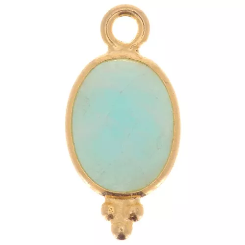 Dije facetado con Bolas Pequeñas 14x7mm Plata 925 Chapado de oro- Amazonite