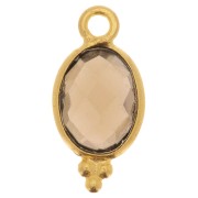 Dije facetado con Bolas Pequeñas 14x7mm Plata 925 Chapado de oro- Quartz fumé|raw }}