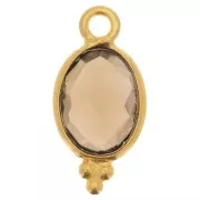 Dije facetado con Bolas Pequeñas 14x7mm Plata 925 Chapado de oro- Quartz fumé