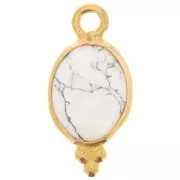 Dije facetado con Bolas Pequeñas14x7mm Plata 925 Chapado de oro- Howlite