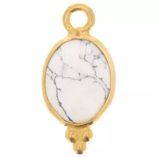 Dije facetado con Bolas Pequeñas14x7mm Plata 925 Chapado de oro- Howlite