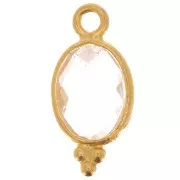 Dije facetado con Bolas Pequeñas 14x7mm Plata 925 Chapado de oroCristal de ro