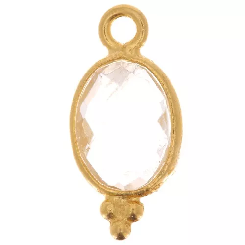 Dije facetado con Bolas Pequeñas 14x7mm Plata 925 Chapado de oroCristal de ro