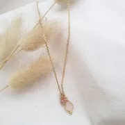 Dije facetado con bolitas de 14,5 x 7 mm - Plata 925 chapada en oro - Aventurina