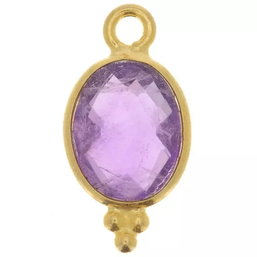 Dije facetado con Bolas Pequeñas 14x7 mm Plata 925 Chapado de oroAmethyste