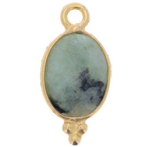 Dije facetado con bolas pequeñas 14x7 mm - Plata 925 Chapado en Oro - Turquoise A