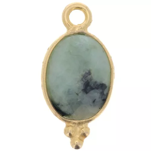 Dije facetado con bolas pequeñas 14x7 mm - Plata 925 Chapado en Oro - Turquoise A