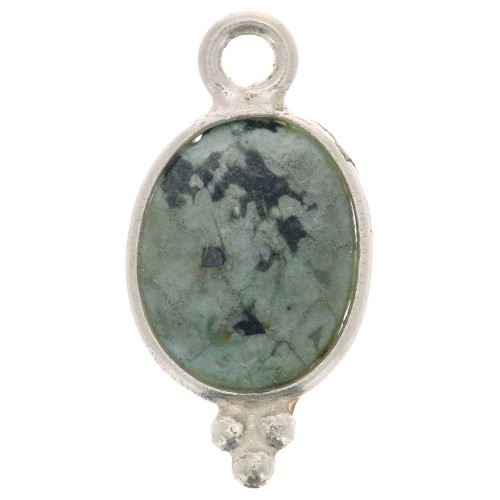 Dije ovalado facetado con bolas pequeñas 14x7 m - Plata 925 - Turquoise Africaine