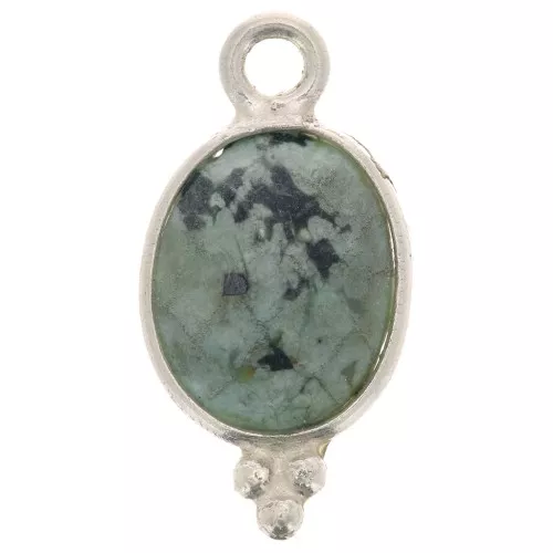 Dije ovalado facetado con bolas pequeñas 14x7 m - Plata 925 - Turquoise Africaine