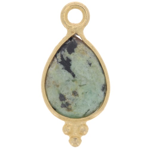 Dije facetado y bolas pequeñas Plata 14x7 mm 925 Chapado oro- Turquoise Africai