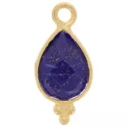 Dije facetado y bolas pequeñas Plata 14x7 mm 925 Chapado oro- Lapis lazuli