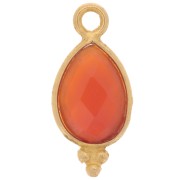 Dije facetado y bolas pequeñas 14x7 mm Plata 925 Chapado oro - imitación Cornalin|raw }}