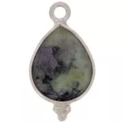 Charm gota facetada con bolitas 16x9 mm Plata 925 - Turquesa africana