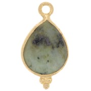 Charm facetado y bolitas 16x9mm Arg 925 Chapado en Oro Turquesa Africana|raw }}