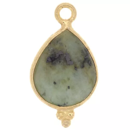 Charm facetado y bolitas 16x9mm Arg 925 Chapado en Oro Turquesa Africana