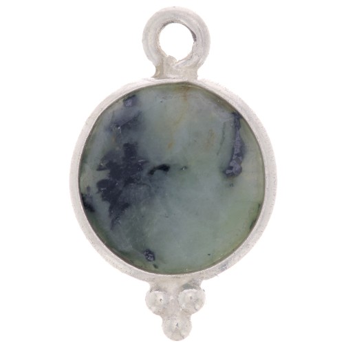 Charm Facetado Redondo con Bolas Pequeñas 9mm - Plata 925 - Turquesa Africana