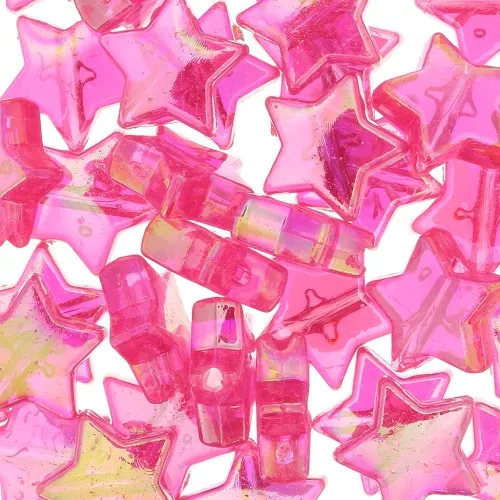 Cuentas de estrella iridiscente - 11 mm - Fucsia AB x50