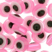 Cuentas planas redondas - ojo de la suerte - 9,5x6 mm - Rosa x10