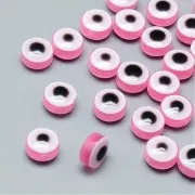 Cuentas planas redondas - ojo de la suerte - 9,5x6 mm - Rosa x10