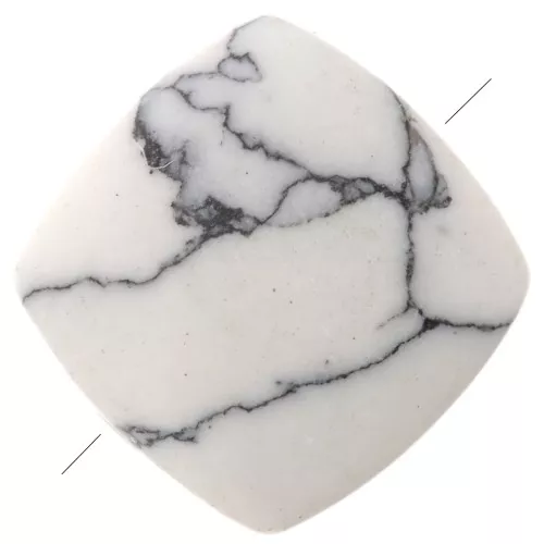 Cuenta cuadrada lisa 8 mm de piedra gema - Howlite x1