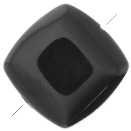 Cuenta cuadrada lisa 8 mm de piedra gema - Onyx noir x1