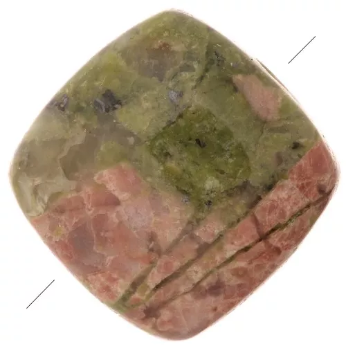 Cuenta cuadrada lisa 8 mm de piedra gema - Unakite x1